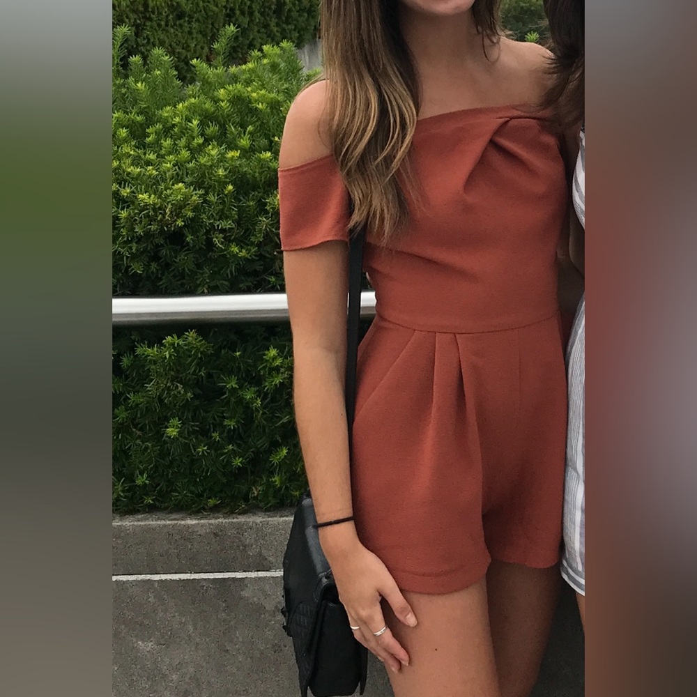 Orange Off the Shoulder Romper